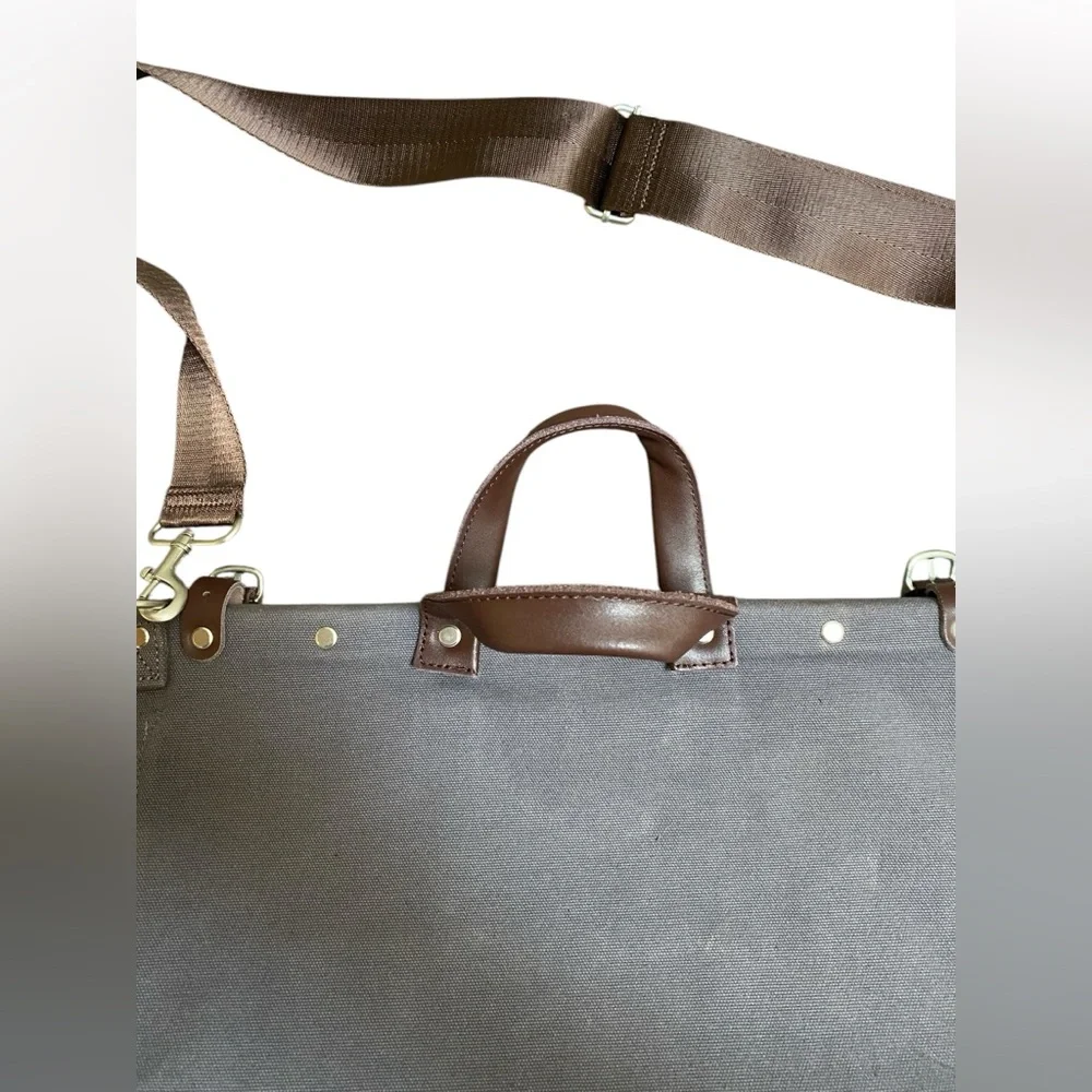 Line of Trade No. 0312 Canvas Weekender Duffel Bag Gray Leather Carry On Tote
